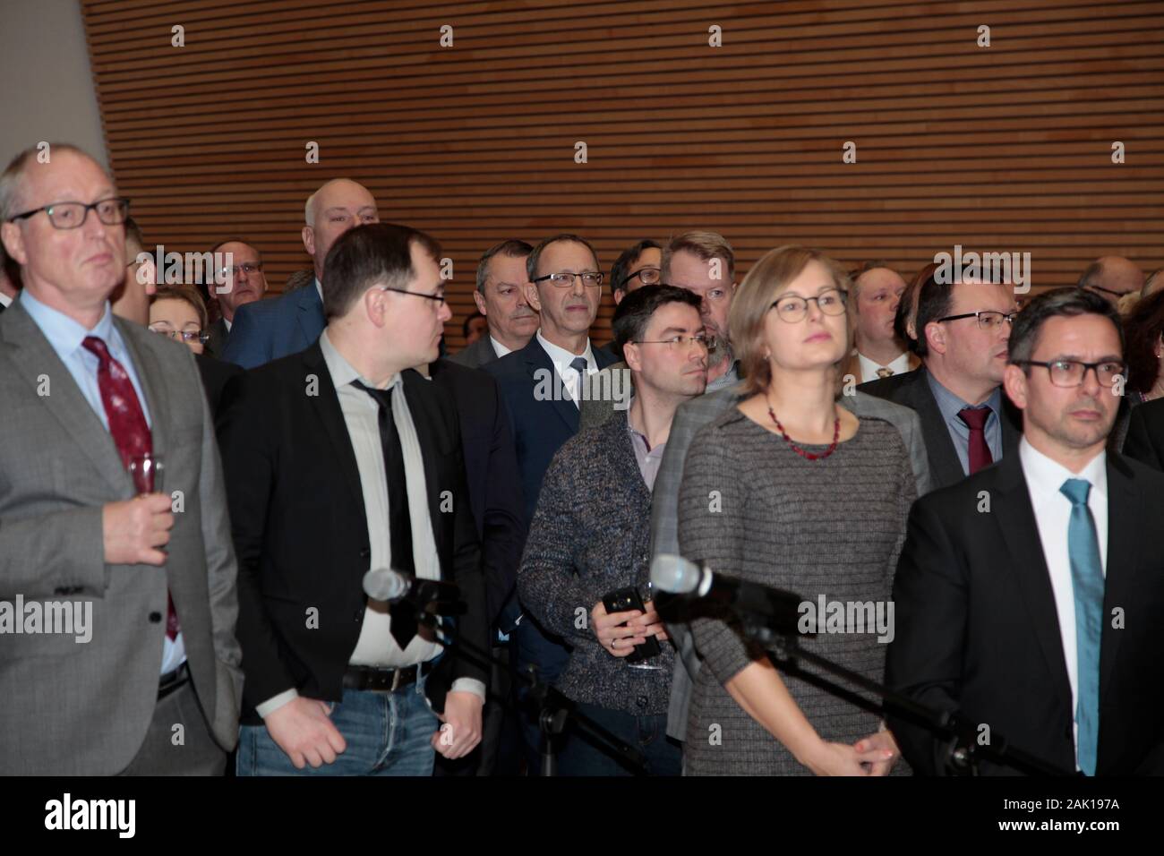 Ministerpräsident Michael Kretschmer und zahlreiche Mitglieder der Staatsregierung nehmen am Neujahrsempfang des Präsidenten des Sächsischen Landtages Stock Photo