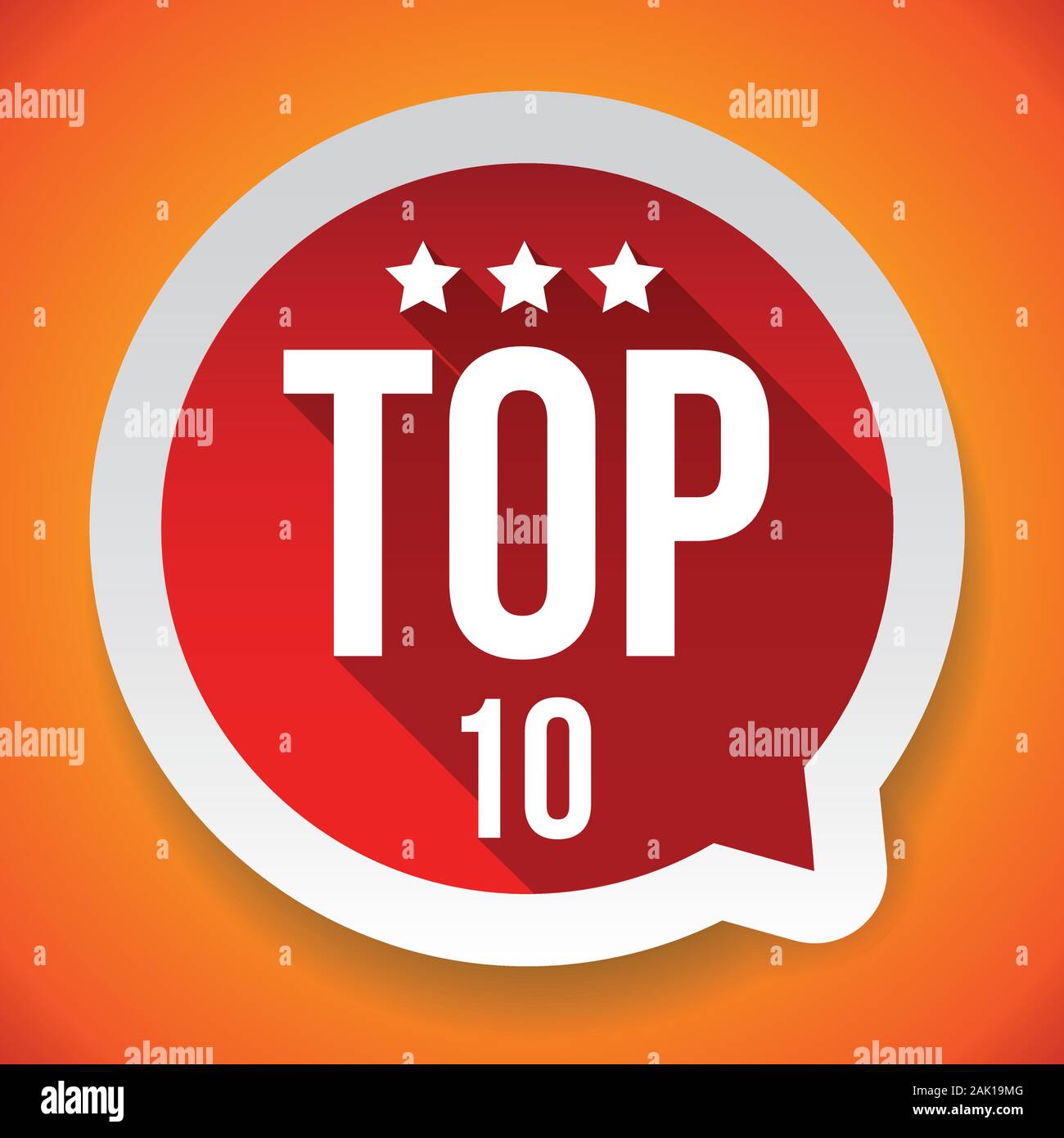 Top Ten award label red Stock Vector