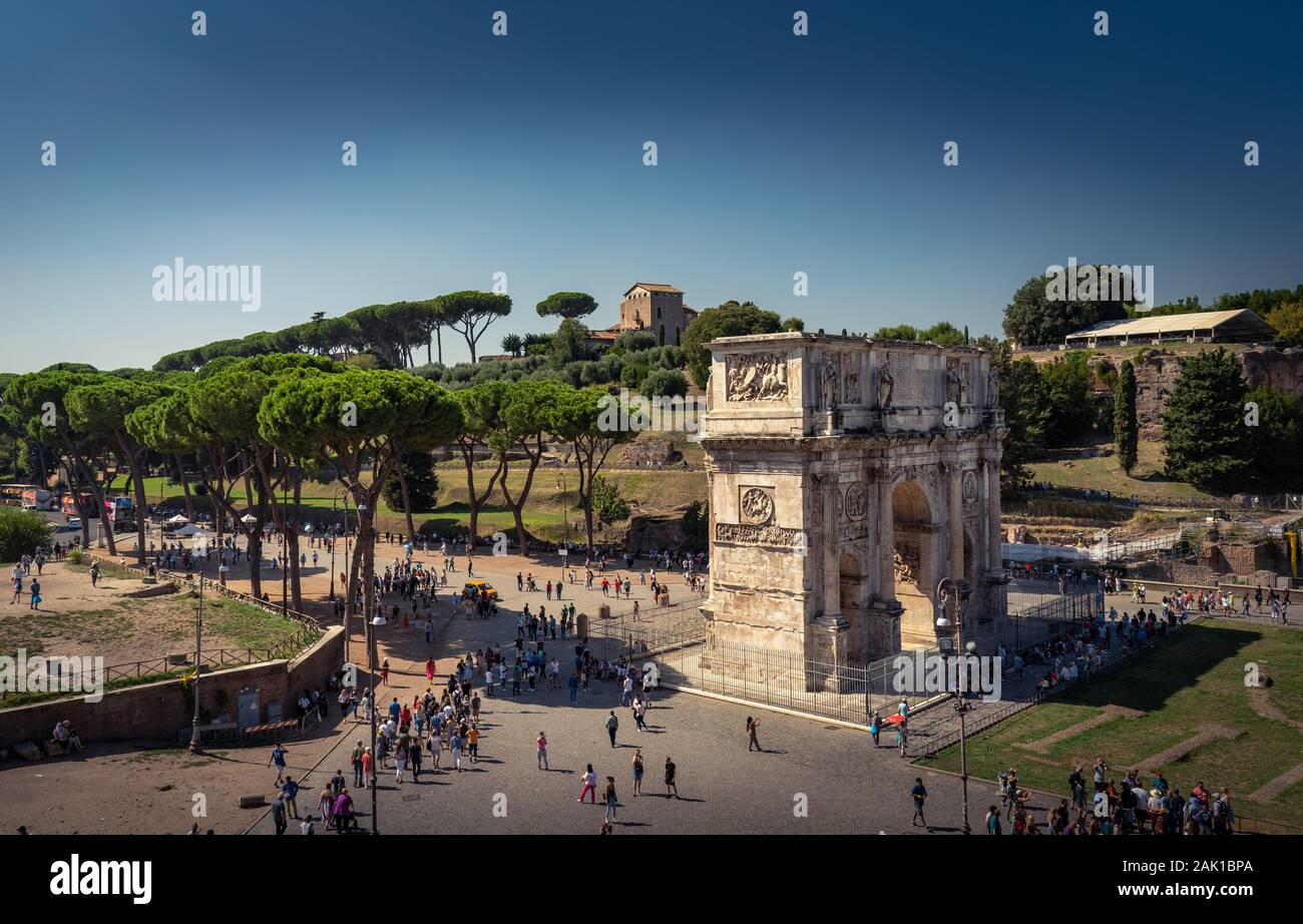 Arch of Titus in Roman Forum. Beautiful travel destination picture - Rome, Italy Stock Photo