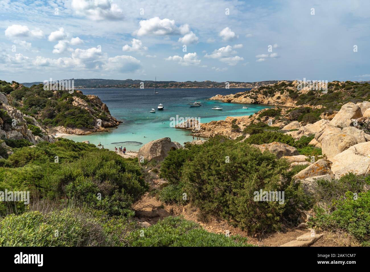 The view on Cala Napoletana. Beaches of Caprera Island in The Maddalena Archipelago. Transparent turquoise water in Sardinia, Italy Stock Photo