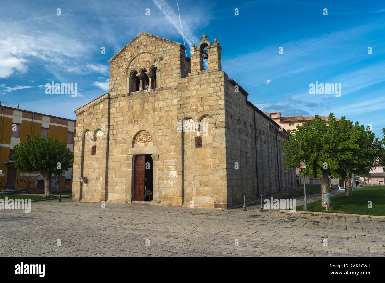 Church of San Simplicio in Obia. Basilica San Simplisio in Sardinia during nice sunny day. Stock Photo