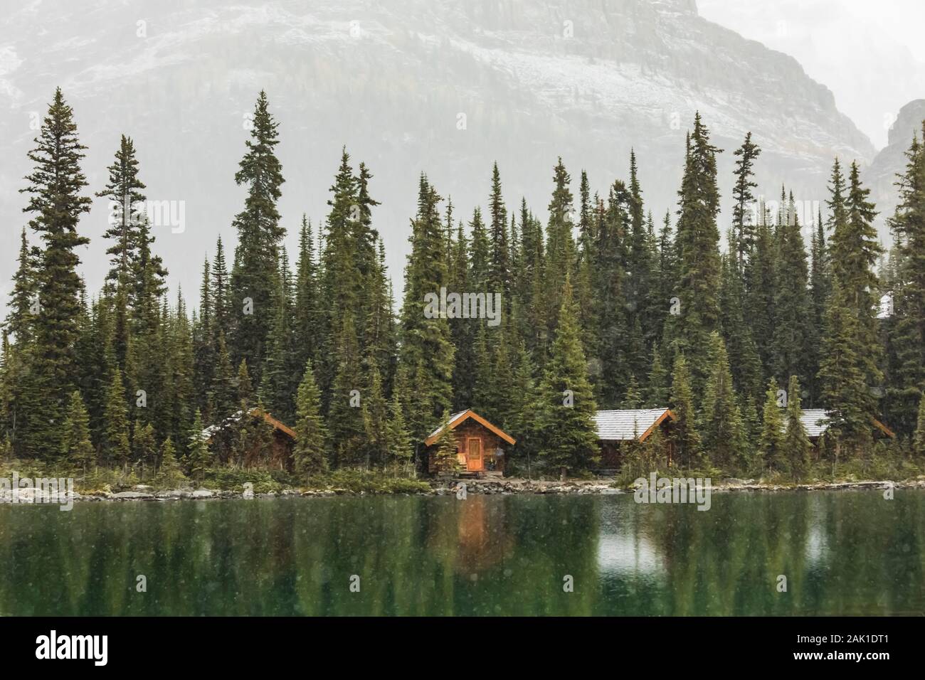 Cabins of Lake O'Hara Lodge in September in Yoho National Park, British