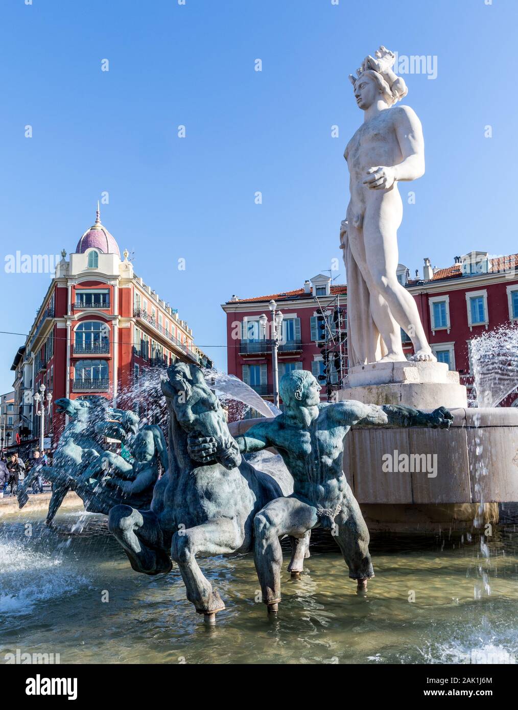 Statue of Apollo In Place Massena Square Nice France Stock Photo
