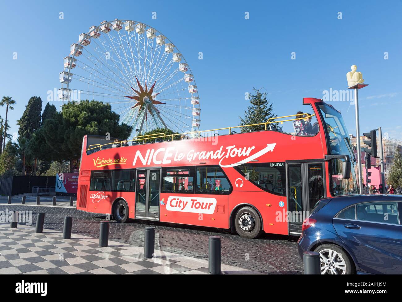 Tourist Bus in Place Massena Nice France Stock Photo