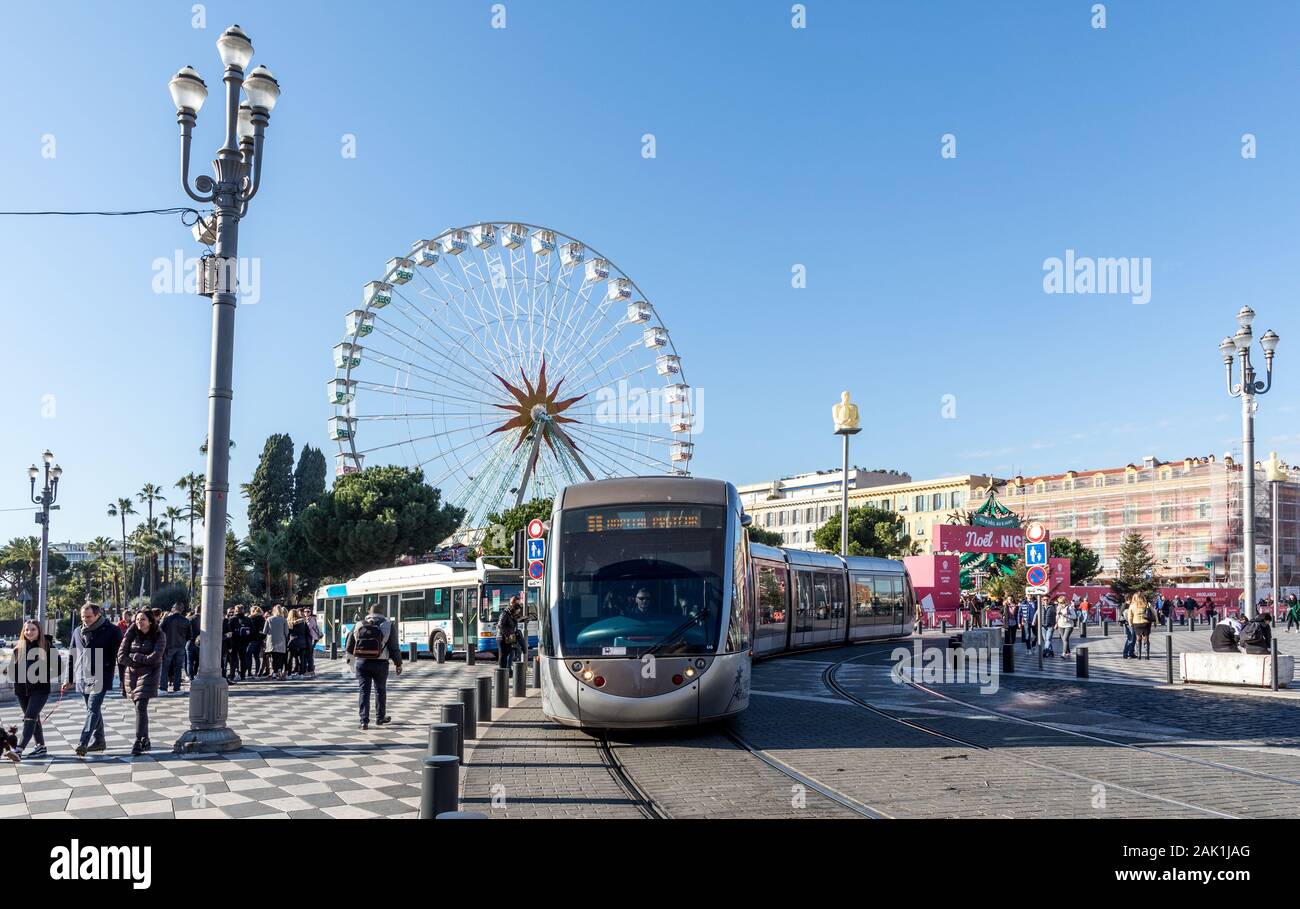 Trams Place Massena Square Nice France Stock Photo