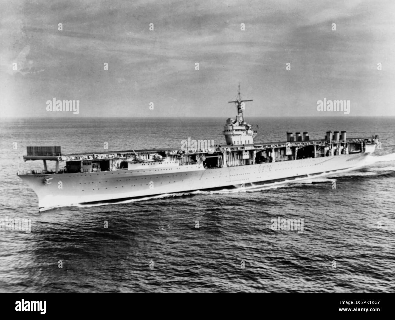 The U.S. Navy aircraft carrier USS Ranger (CV-4) underway at sea during the later 1930s. Stock Photo