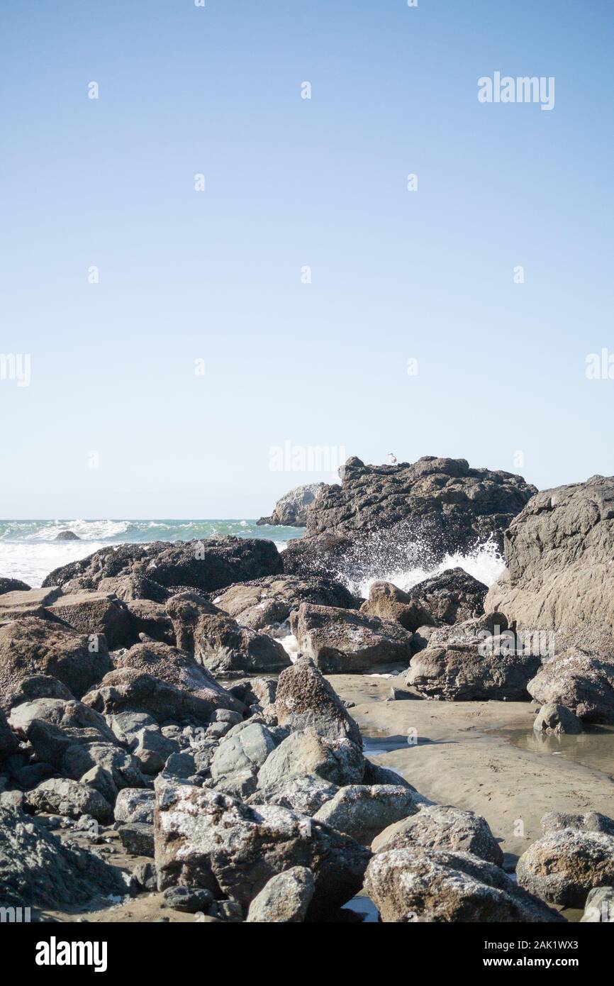 Mile Rock Beach, Lands End Trail, San Francisco Bay Rocks and ocean