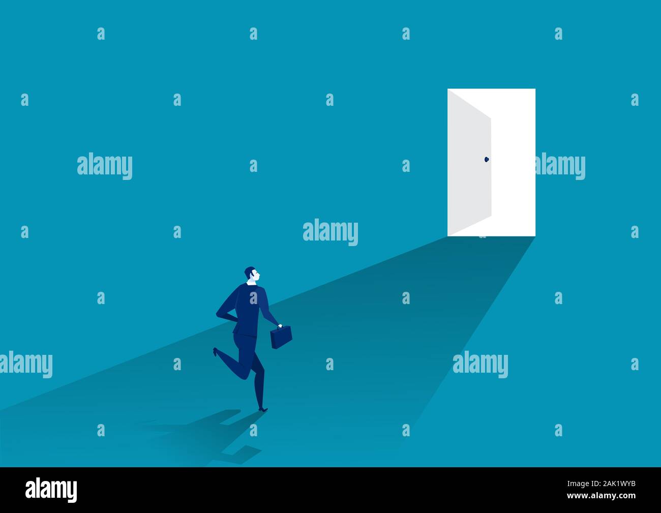 businessman suit run in front of an open door, vector illustrator Stock ...