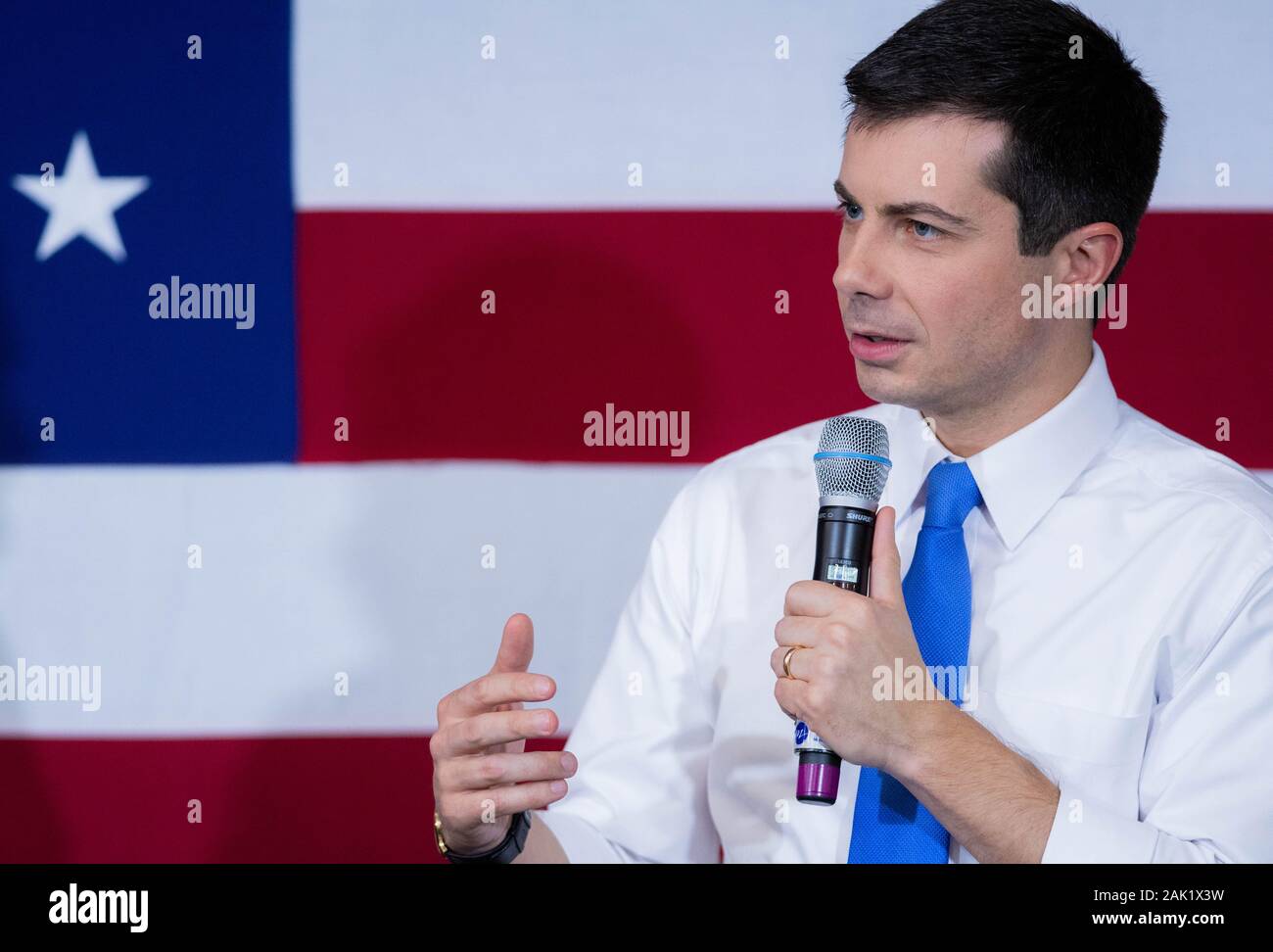 Pete Buttigieg speaks at Southern New Hampshire University, Manchester, N.H., USA. Stock Photo