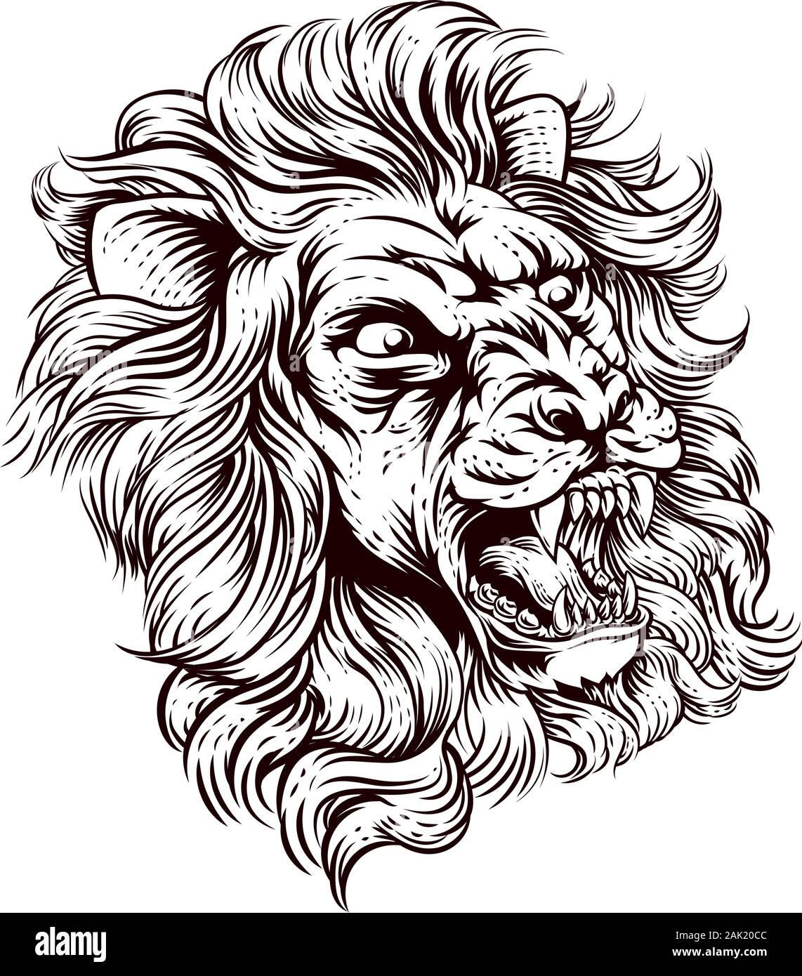 Lion Roaring Illustration Stock Vector