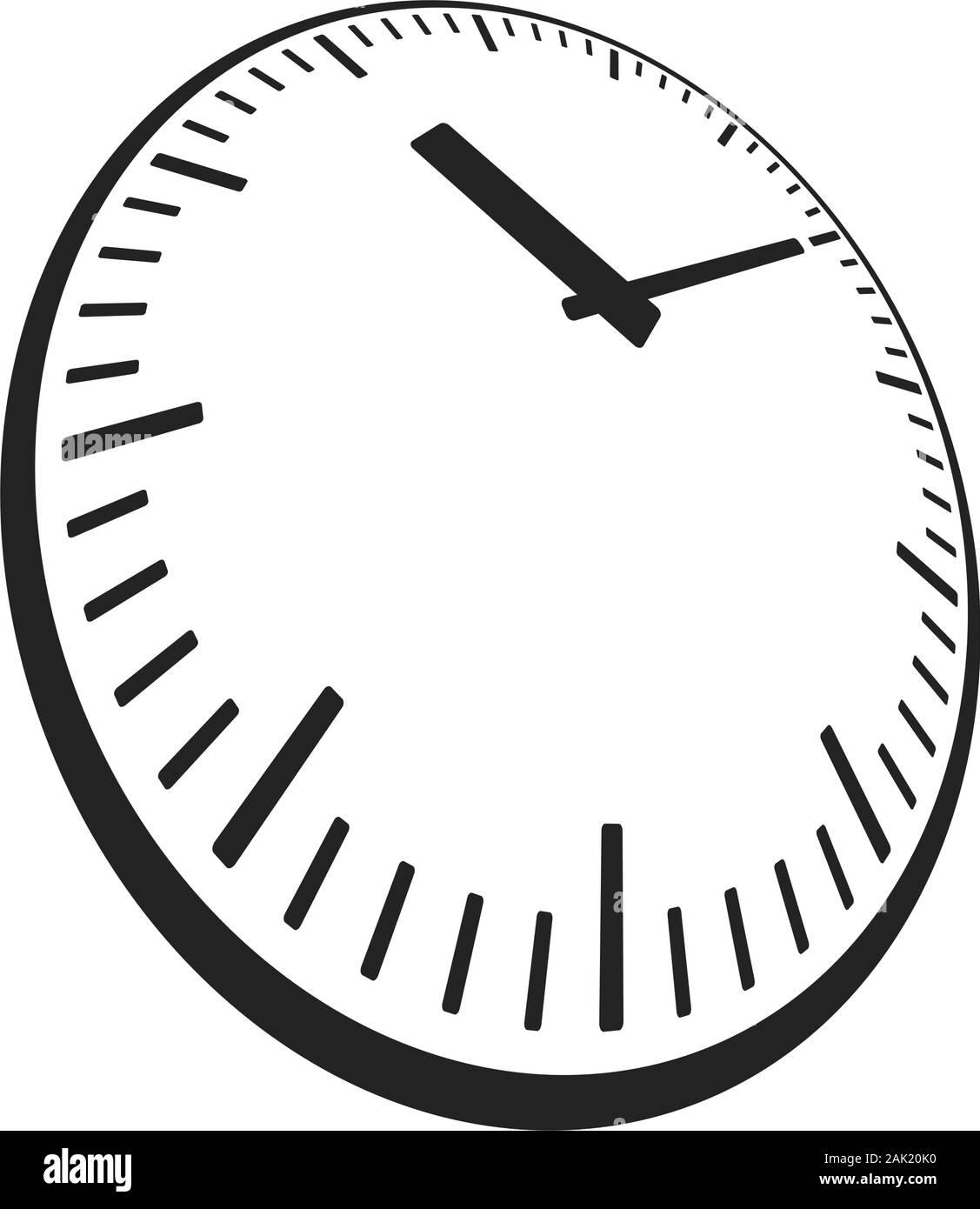 simple style clock face with perspective angle. vector icon of watch