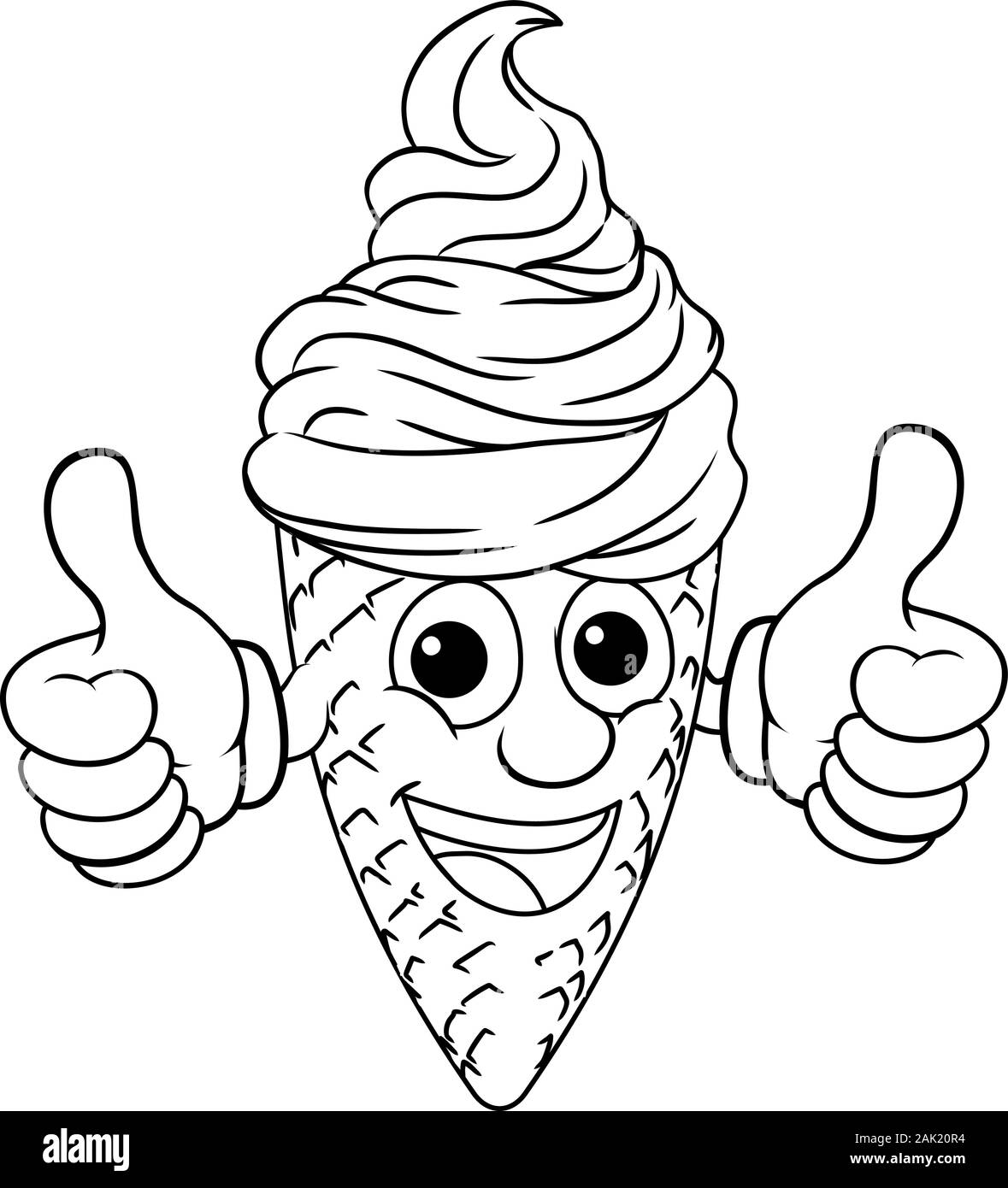 Ice Cream Cone Cartoon Character Mascot Thumbs Up Stock Vector