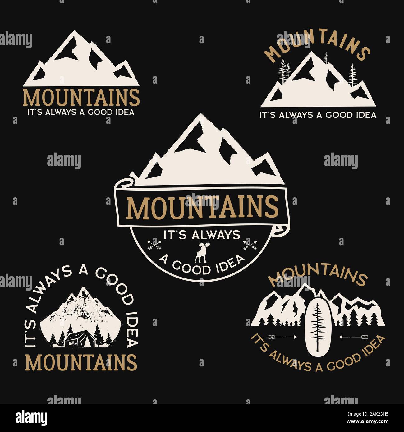 Vintage hand drawn travel badges set. Camping labels concepts. Mountain  expedition logo designs. Retro camp logotypes collection. Stock vector  outdoor Stock Vector Image & Art - Alamy