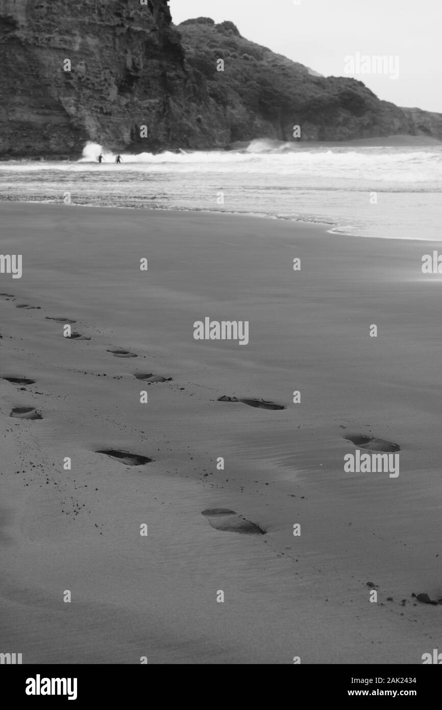 Black & white Piha beach Stock Photo