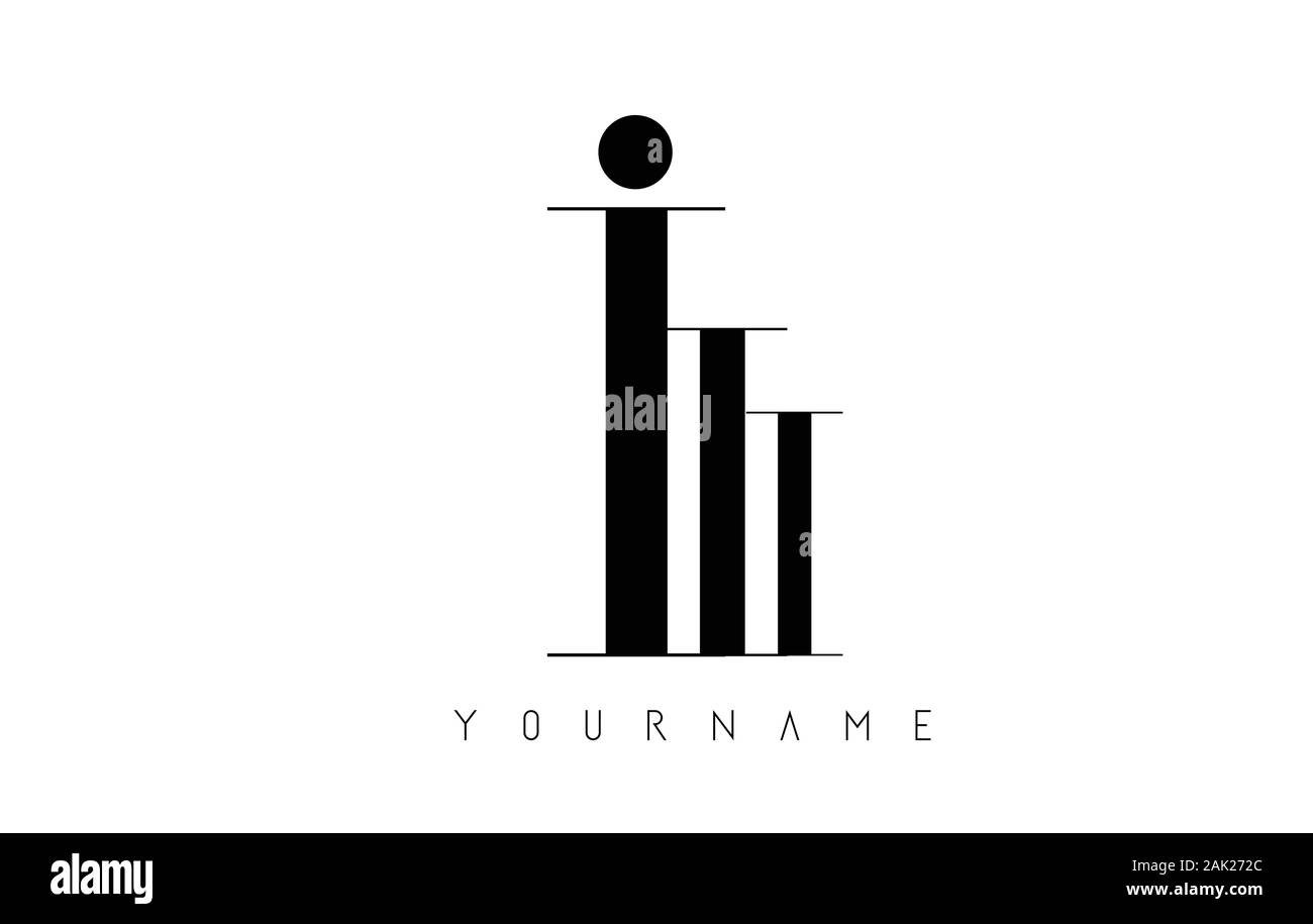 I Letter Logo with Graphic Elegant Black Lines Design. Minimalist art ...