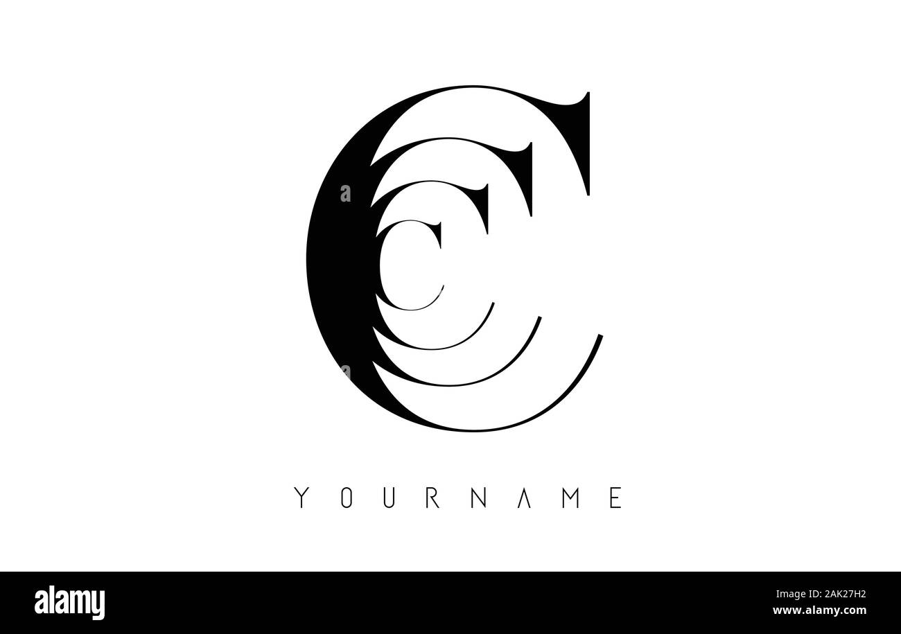 C Letter Logo with Graphic Elegant Black Lines Design. Minimalist art ...