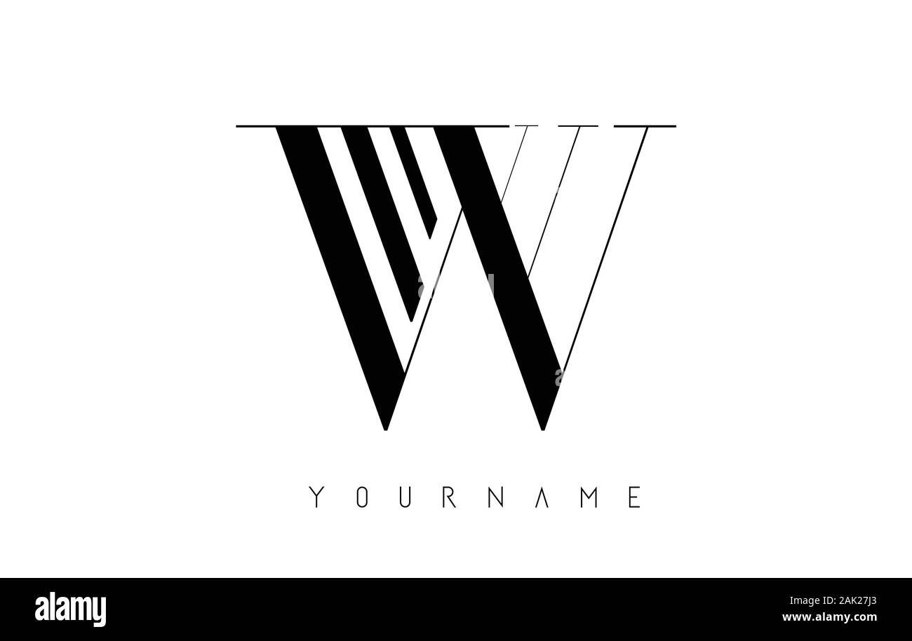 W Letter Logo with Graphic Elegant Black Lines Design. Minimalist art ...