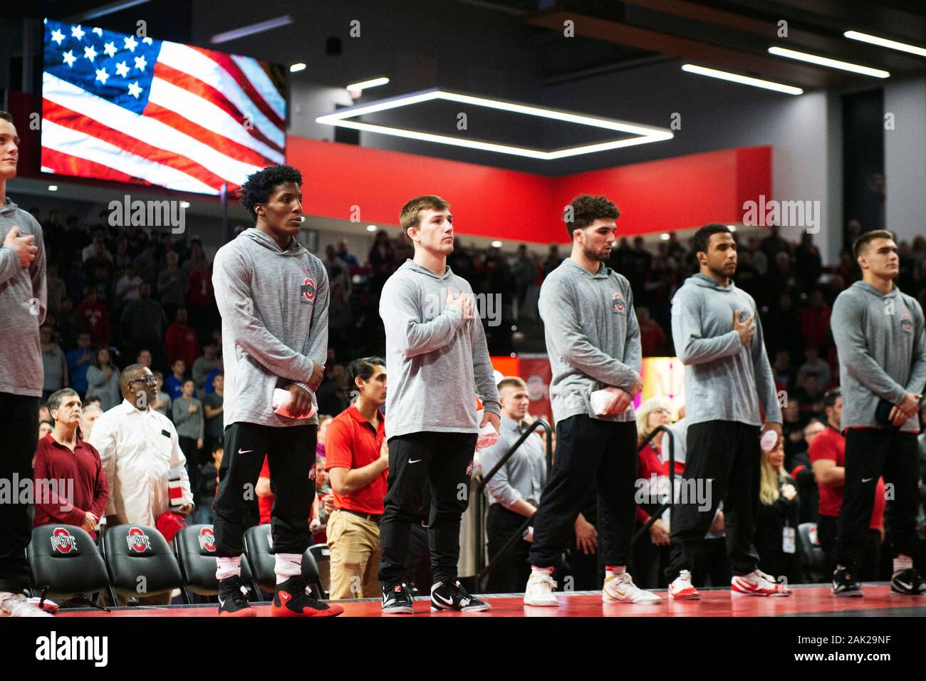 Columbus, Ohio, USA. 6th Jan, 2020. The Ohio State Buckeye Wrestling