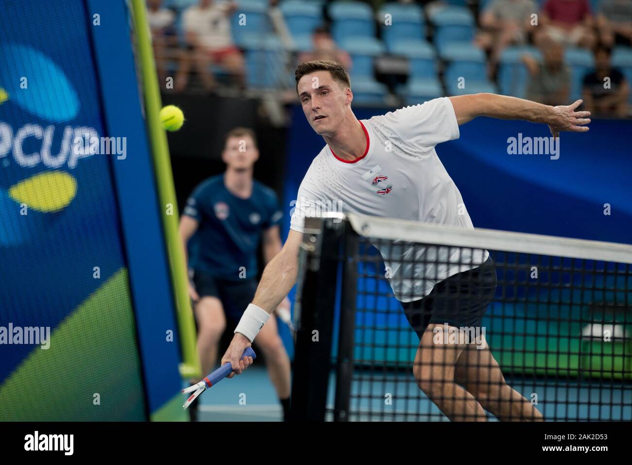 Sydney, Australia. 07th Jan, 2020. Joe Salisbury of Great Britain in the doubles during the 2020 ATP Cup at the Ken Rosewall Arena, Sydney, Australia on 7 January 2020. Photo by Peter Dovgan. Credit: UK Sports Pics Ltd/Alamy Live News Stock Photo