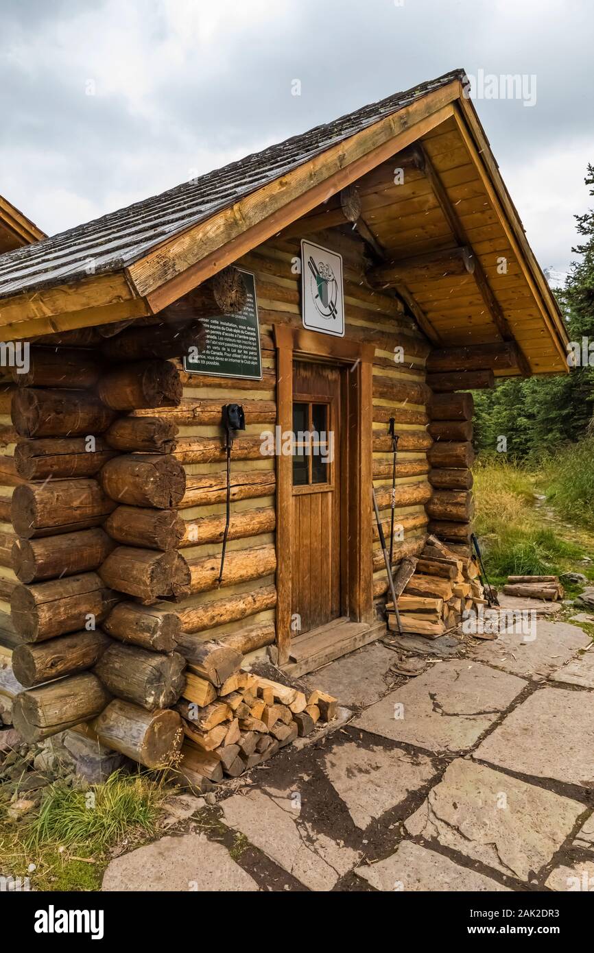 Elizabeth Parker Hut on a cold September day in the Lake O’Hara area of