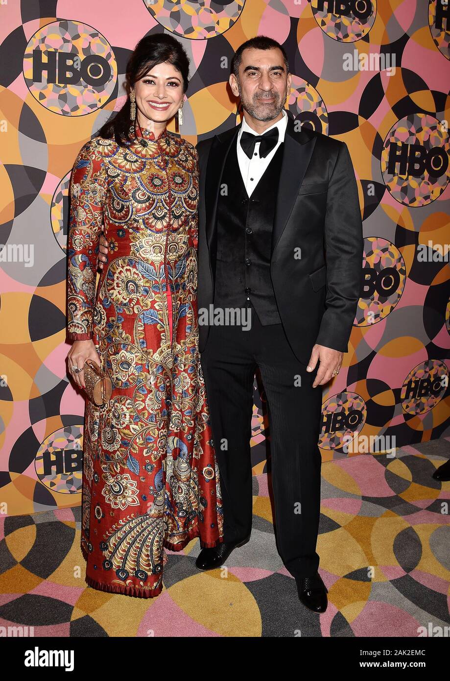 BEVERLY HILLS, CA - JANUARY 05: Pooja Batra (L) and Nawab Shah attend