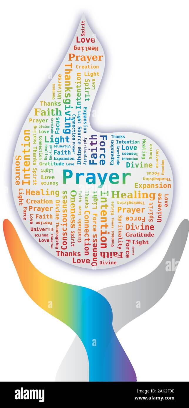 Prayer / Intention / Love in Flame Shape - Word Cloud Stock Vector
