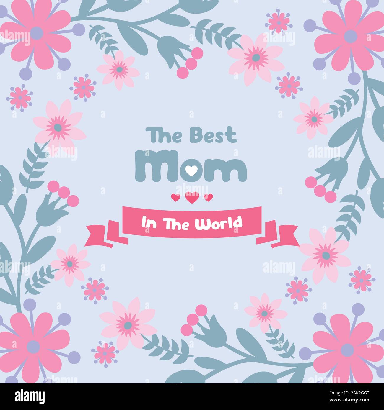 Template design for best mom in the world greeting card, with elegant ...