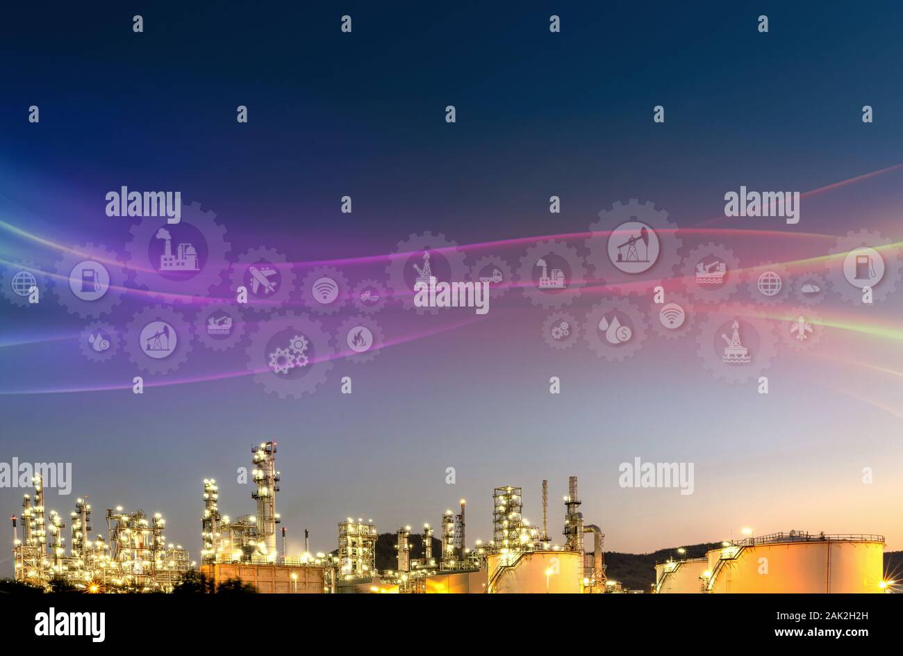 Oil and Gas Refinery plant as icon concept petrochemical industry. Stock Photo