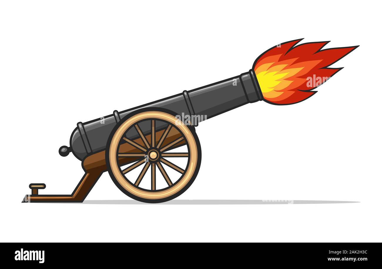Old cannon firing Stock Vector