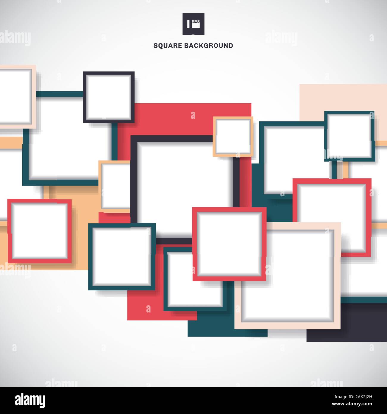 Abstract blue, red colorful square frame overlapping on white background. Vector illustration Stock Vector