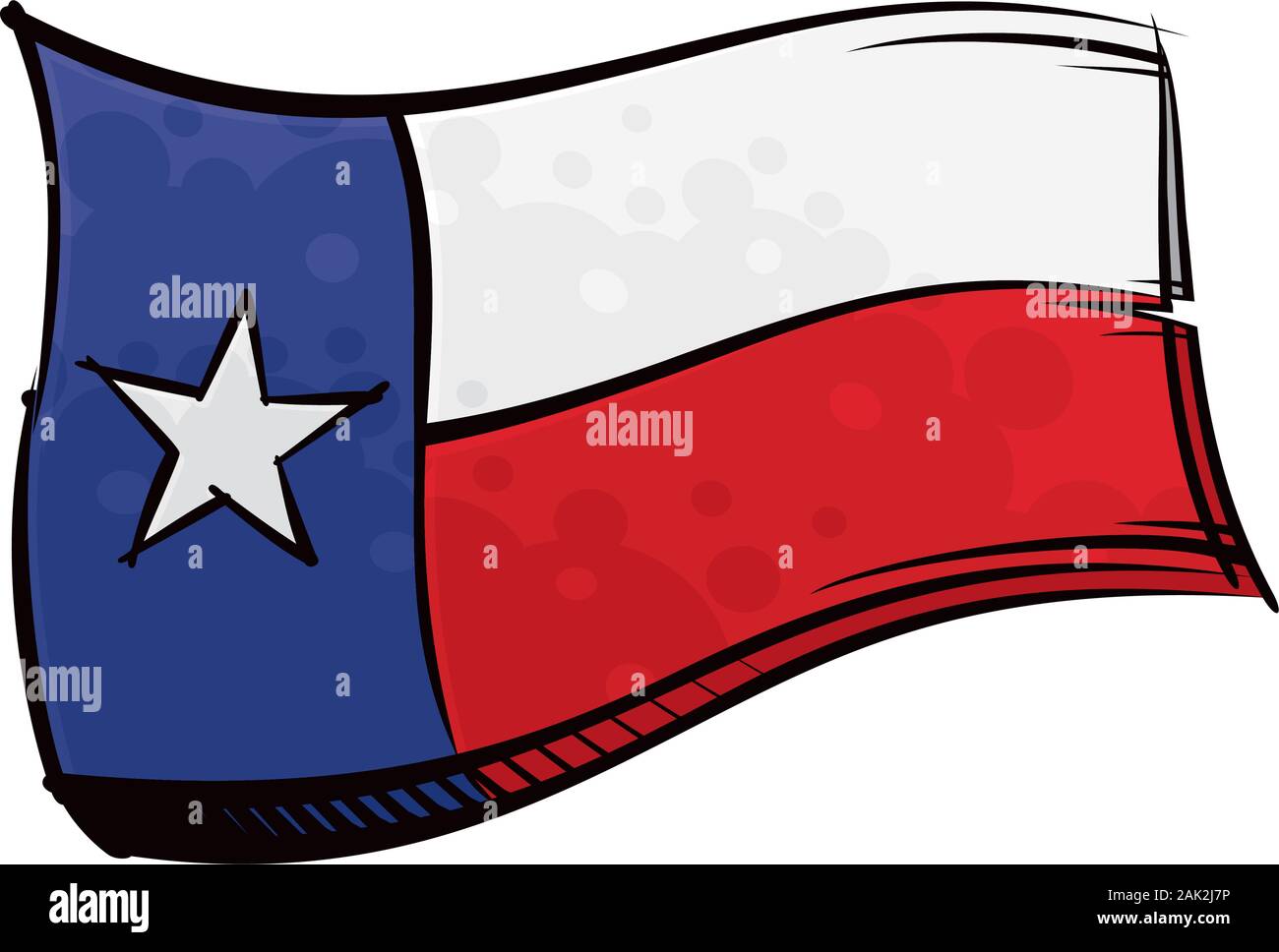 Painted Texas flag waving in wind Stock Vector