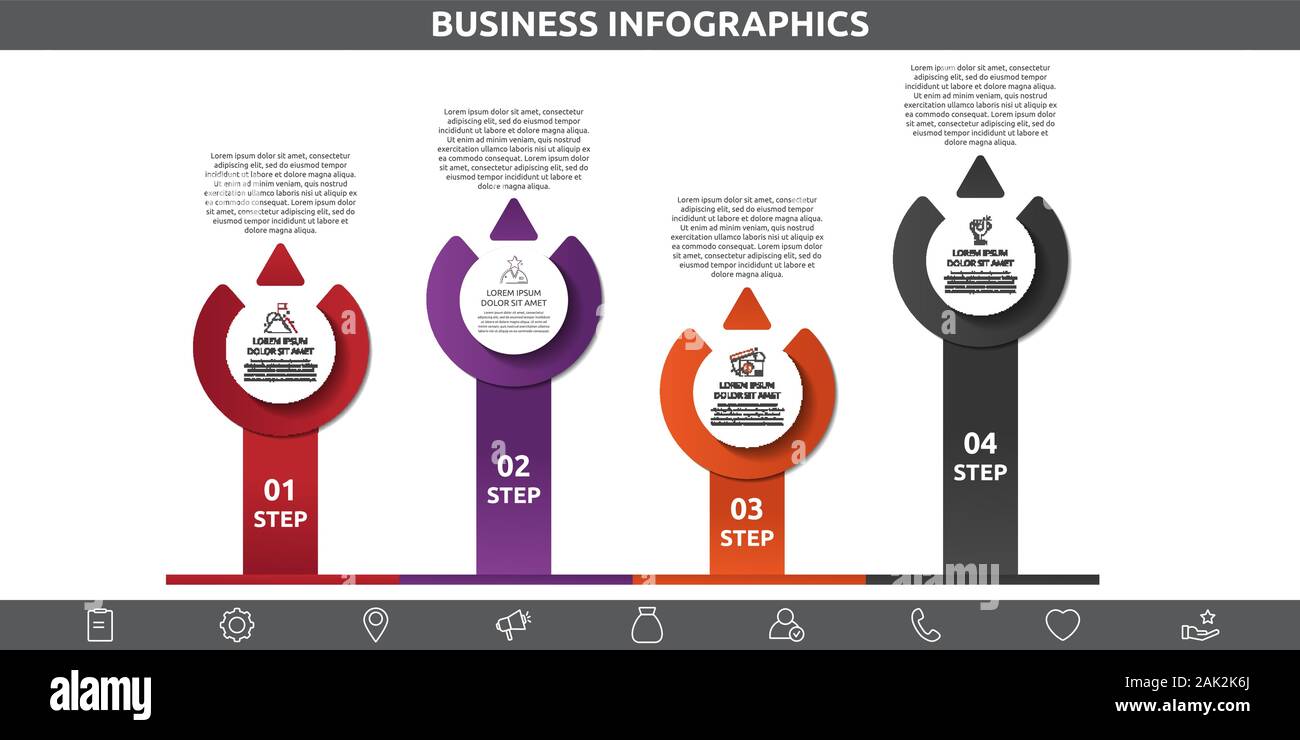 Vector flat template circle infographics. Business concept with 4 ...