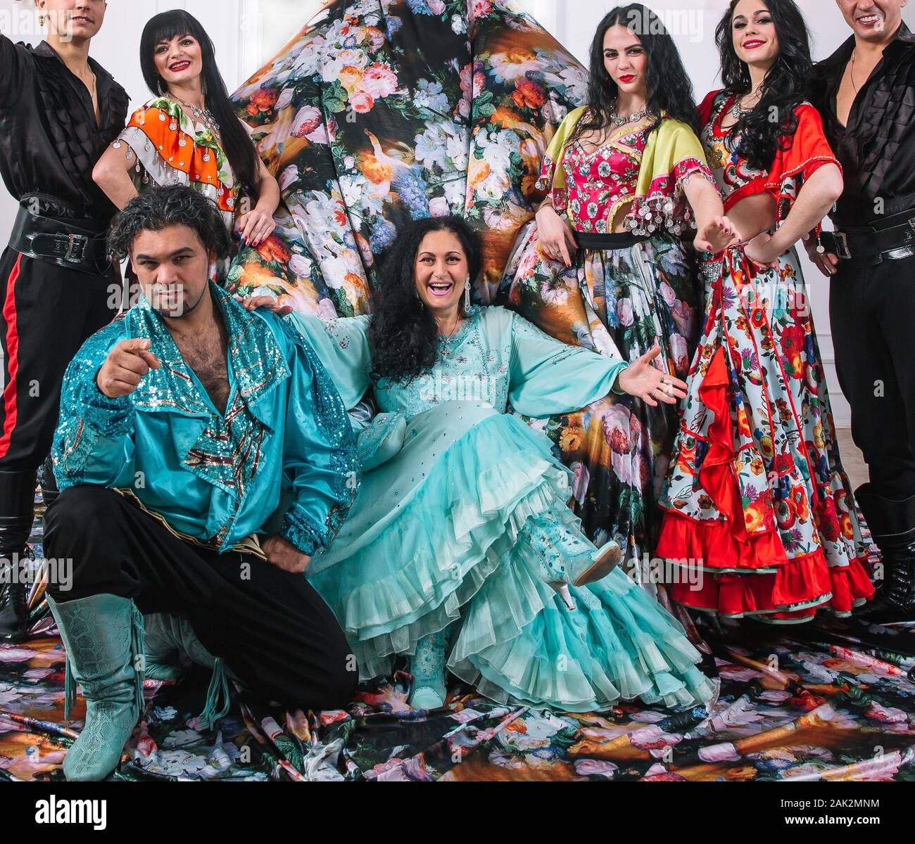 fun dance band in the Gypsy costumes Stock Photo Alamy