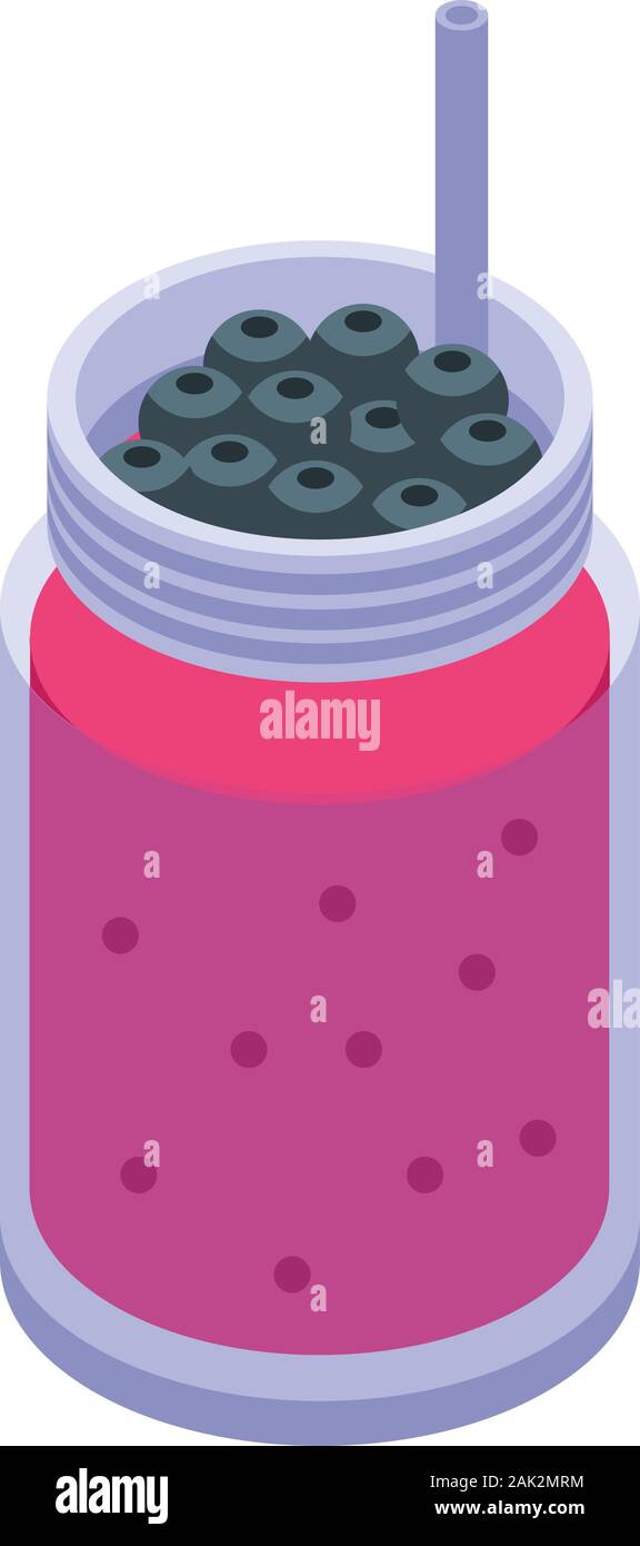 Blackberry smoothie icon, isometric style Stock Vector