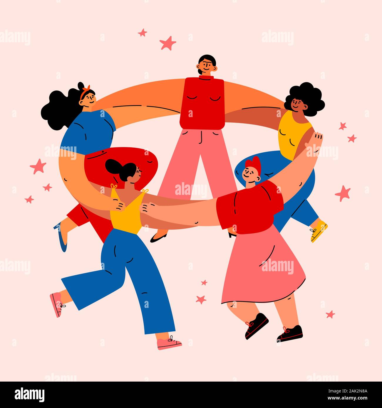 Feminism concept.Woman empowerment.Diverse people Stock Vector