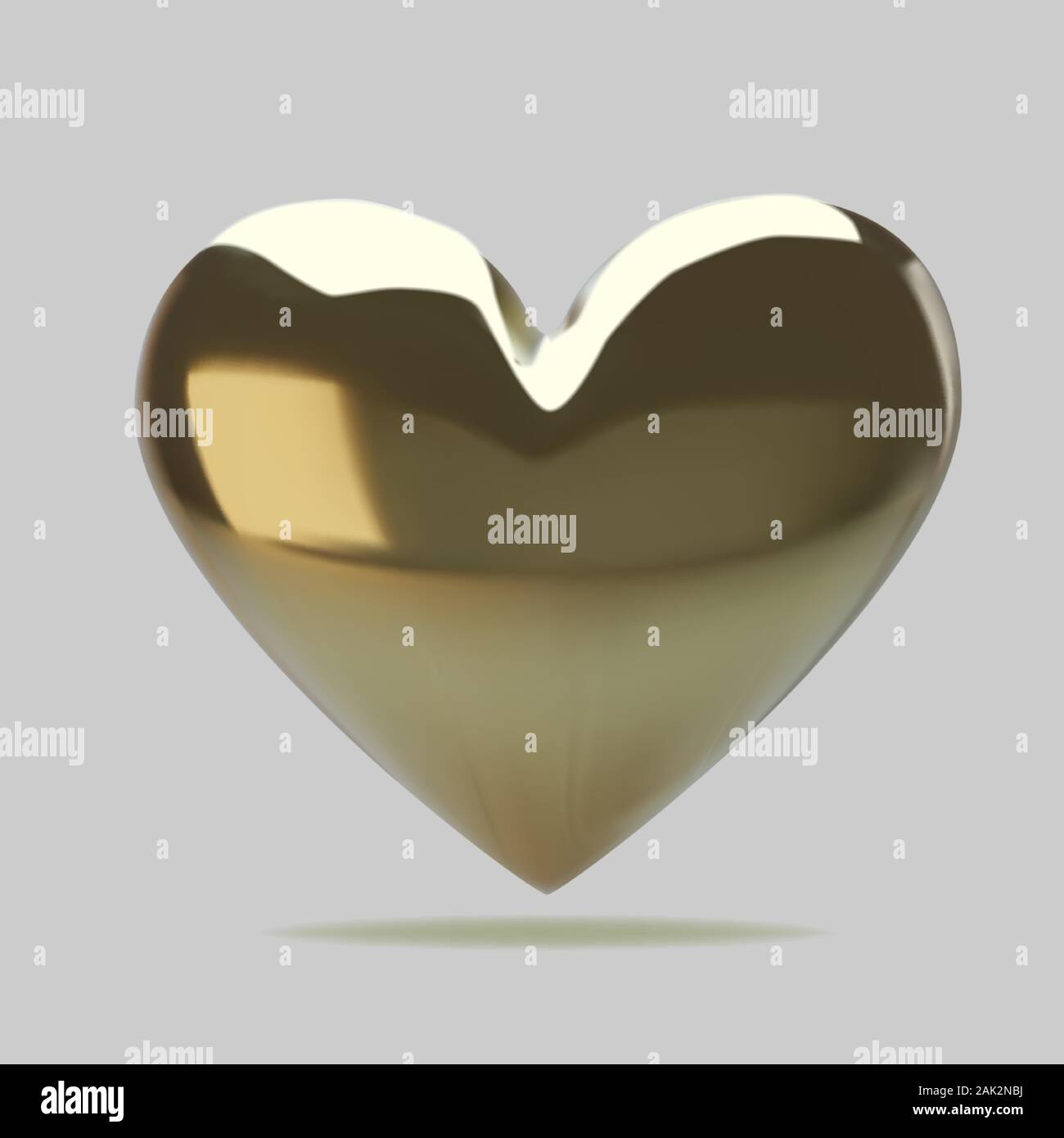 Realistic 3d gold metallic heart. Happy Valentines Day greeting card ...