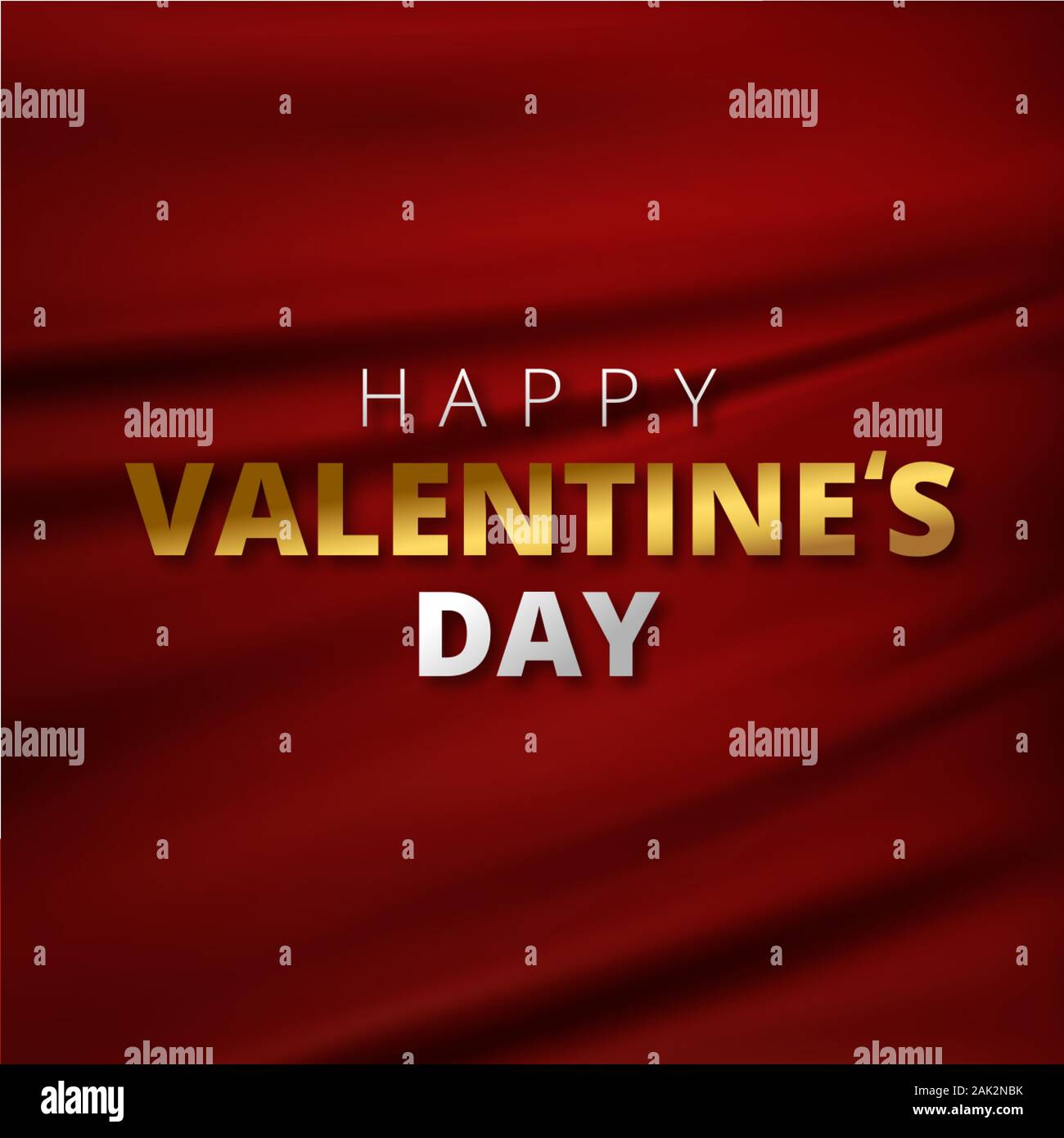 Happy Valentines Day greeting card. Fabric red background. Love and ...