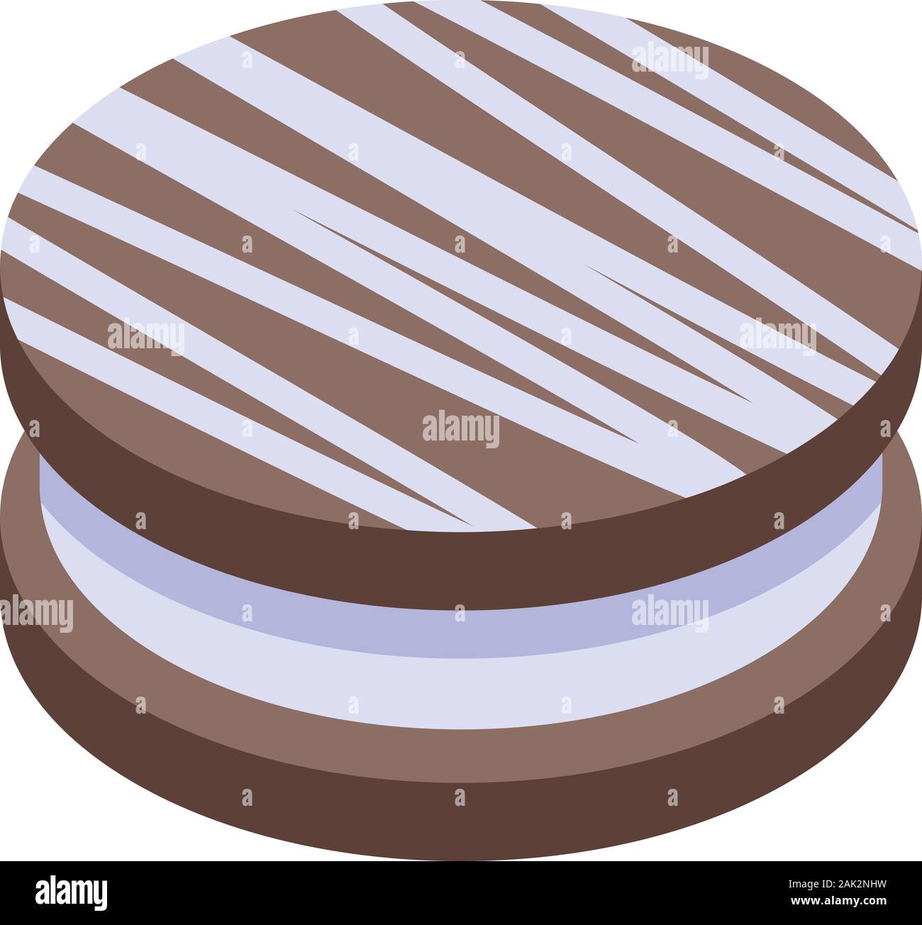 Chocolate creamy cookie icon, isometric style Stock Vector