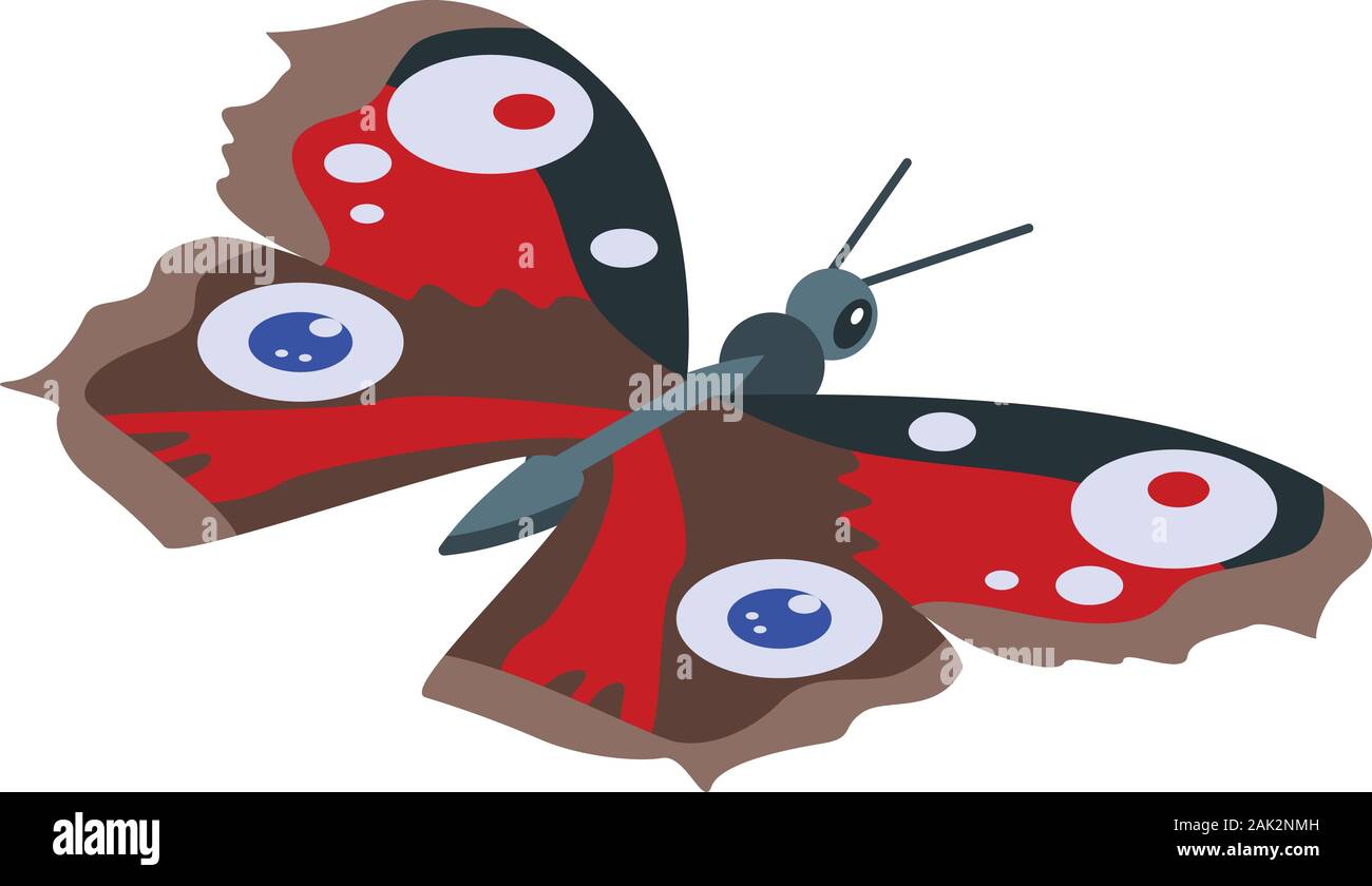 Red eye butterfly icon, isometric style Stock Vector