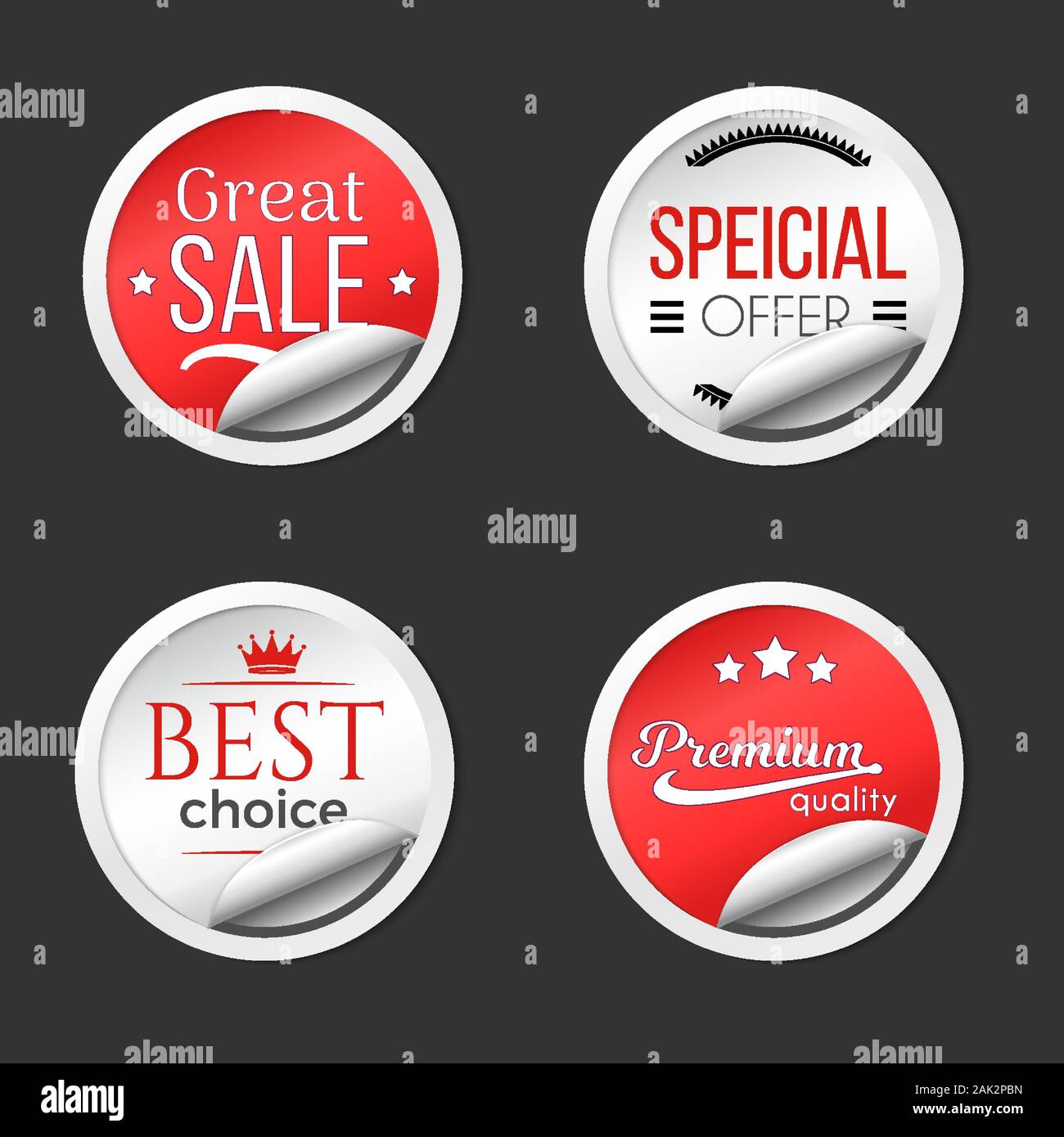 Best, premium sale paper stickers collection. Design elements set Stock