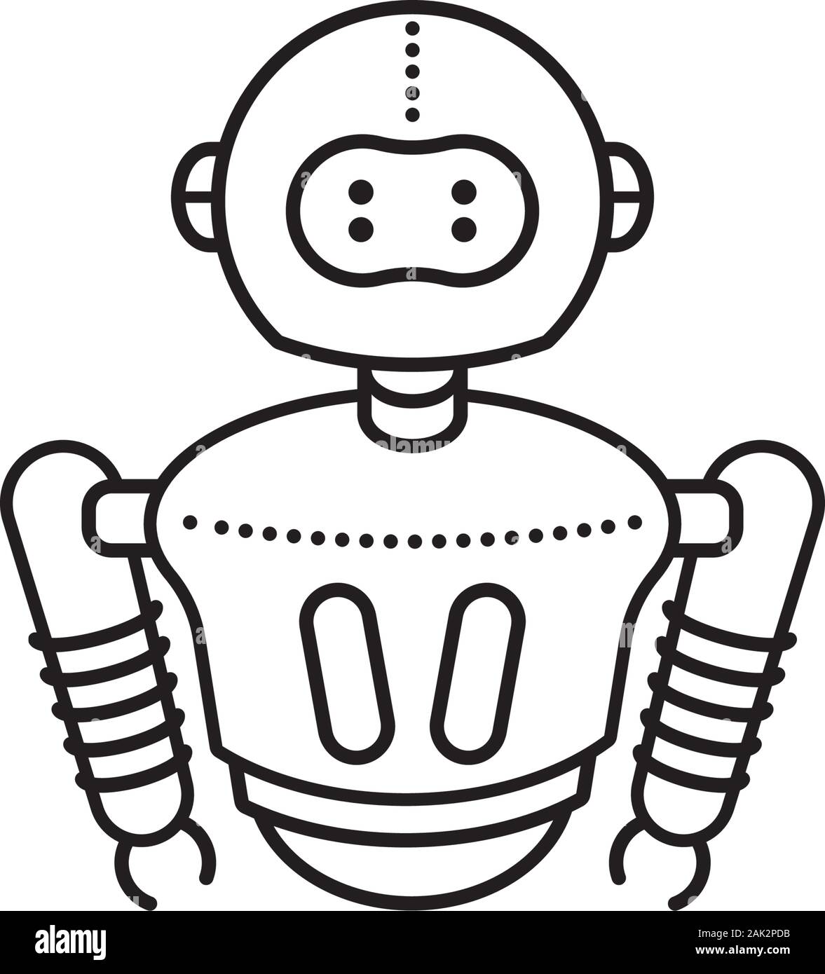 Cute levitating robot outline icon. Science fiction and technology vector symbol. Stock Vector