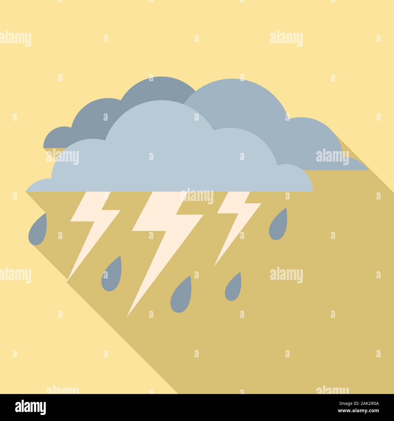 Rain thunderstorm icon. Flat illustration of rain thunderstorm vector ...