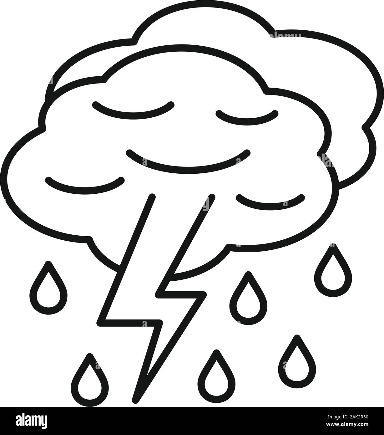 Thunderstorm cloud icon. Outline thunderstorm cloud vector icon for web ...