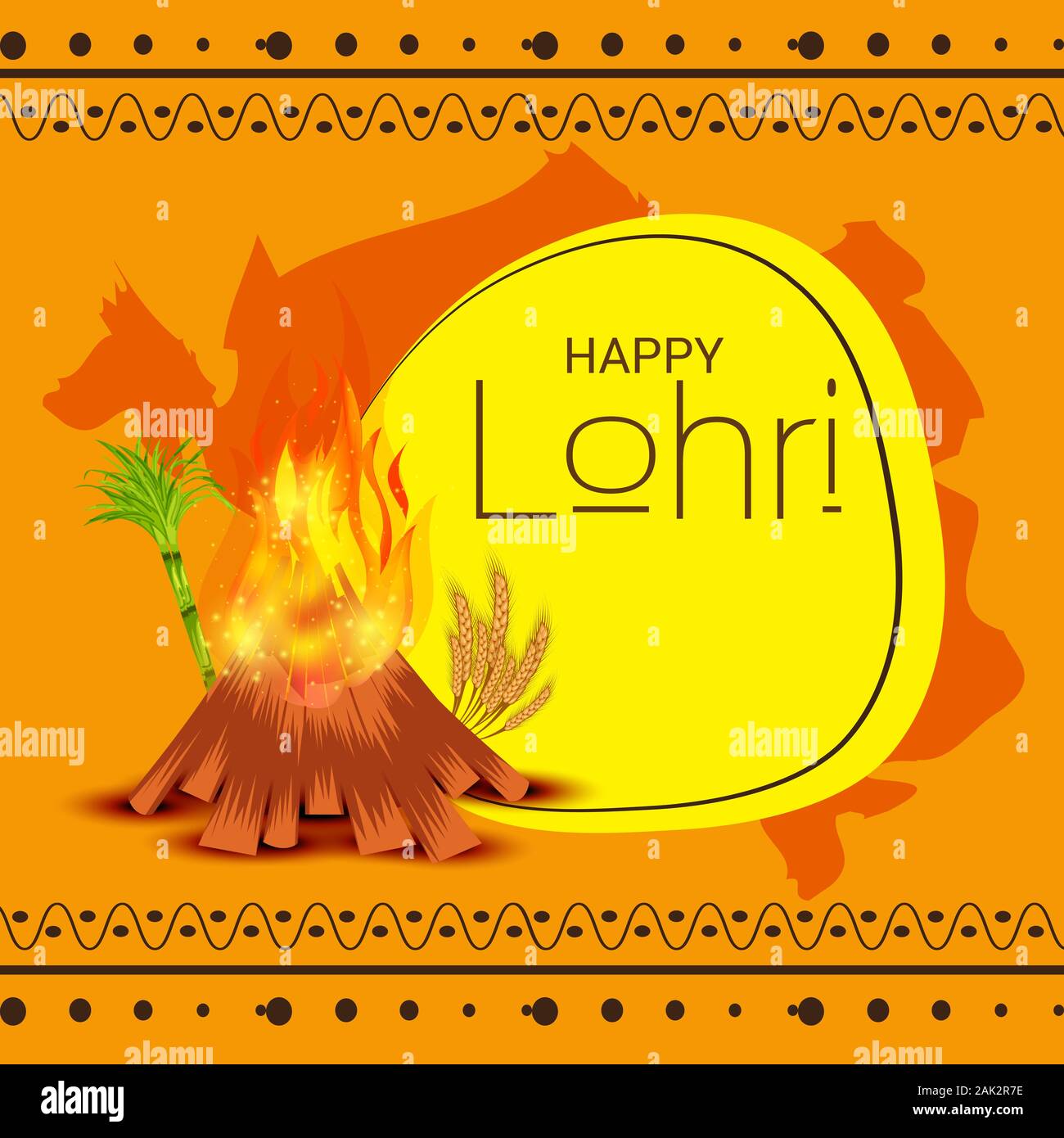 Vector illustration of a Holiday Background for Punjabi Festival Happy Lohri  Stock Photo - Alamy