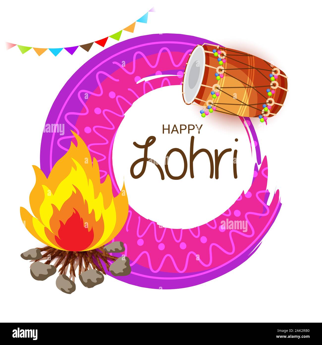 Vector illustration of a Holiday Background for Punjabi Festival Happy Lohri  Stock Photo - Alamy