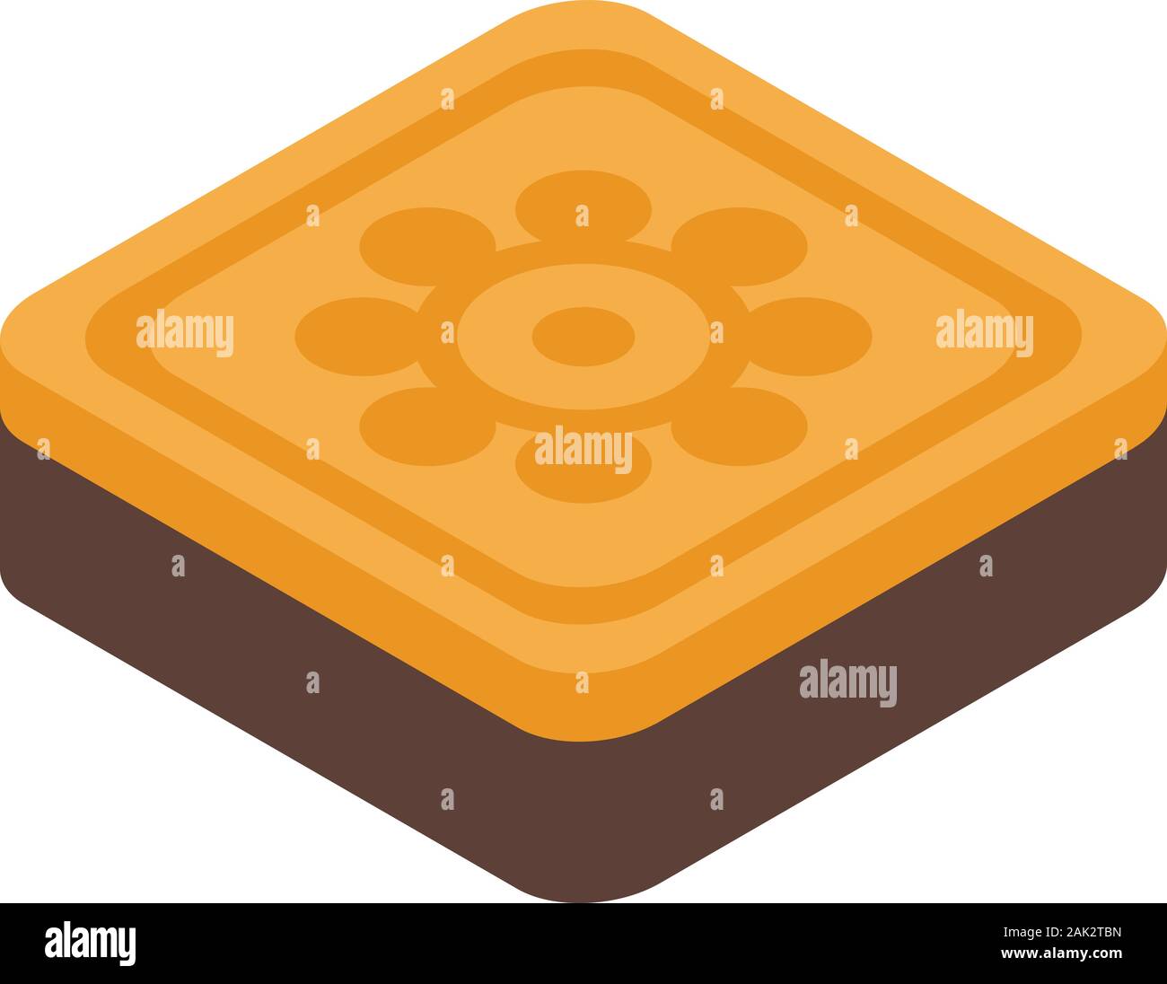 Square cream cookie icon, isometric style Stock Vector