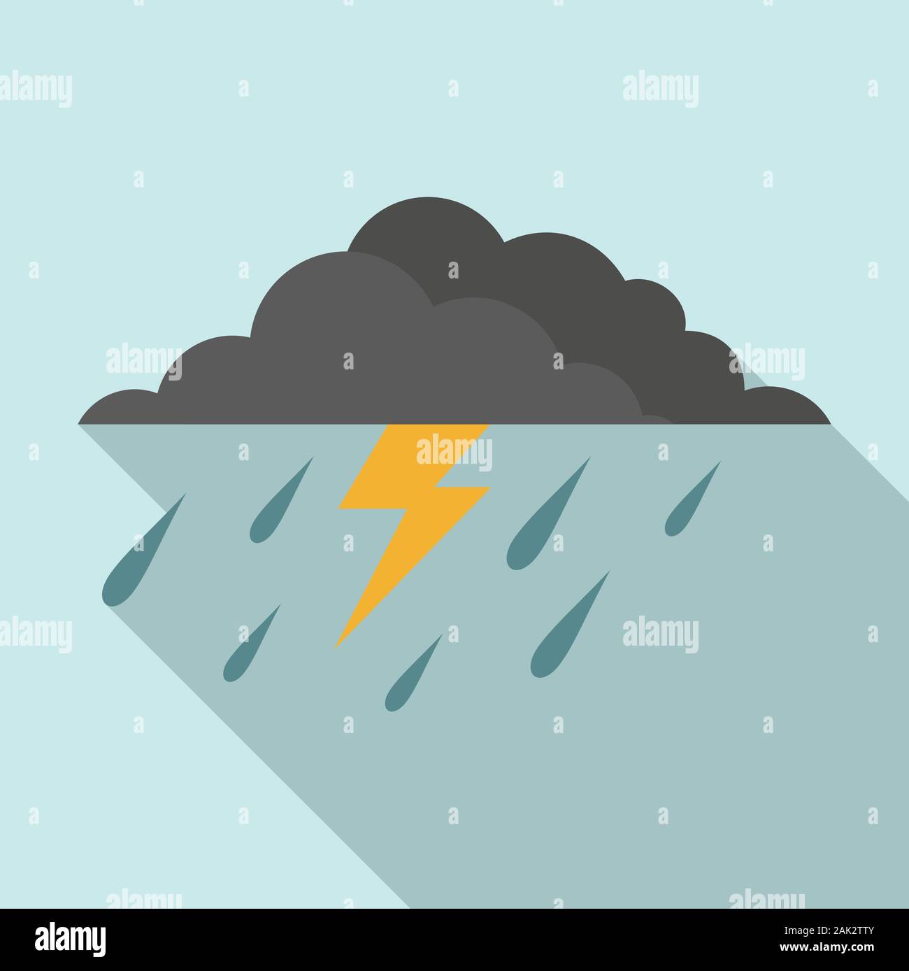 Thunderstorm icon. Flat illustration of thunderstorm vector icon for web design Stock Vector