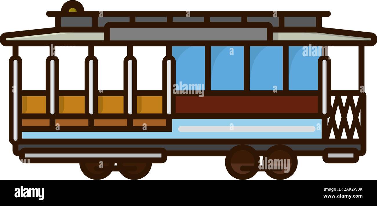 San Francisco cable car illustration.Public transport isolated color vector symbol. Stock Vector