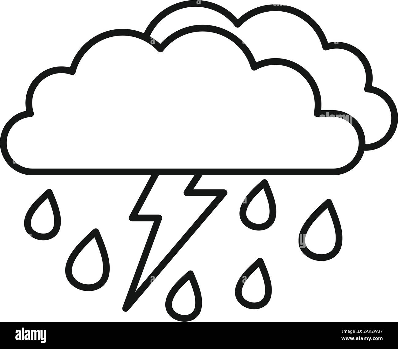Danger thunderstorm icon. Outline danger thunderstorm vector icon for ...