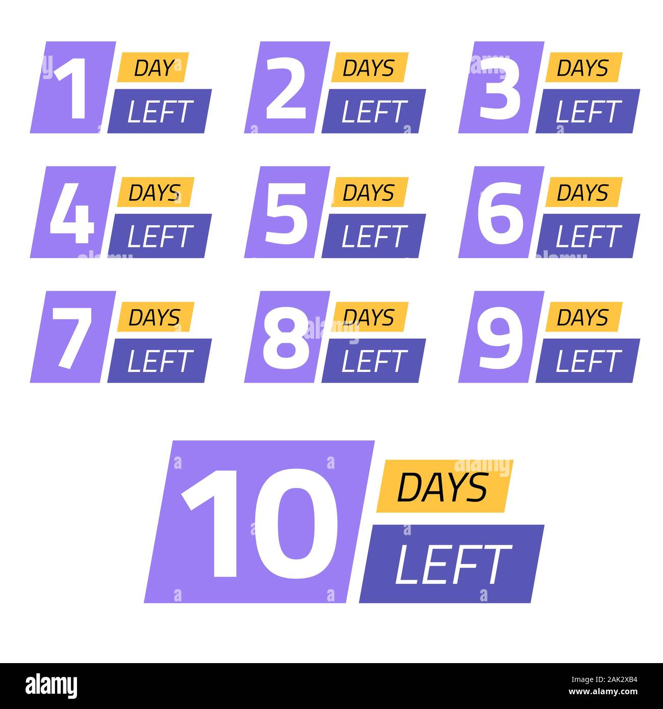 Countdown Badges. Days To Go Sale Labels With Day Left Numbers Stock